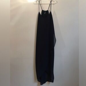H&M Navy Blue Asymmetrical Tulip High-Low Midi Dress - Size 6